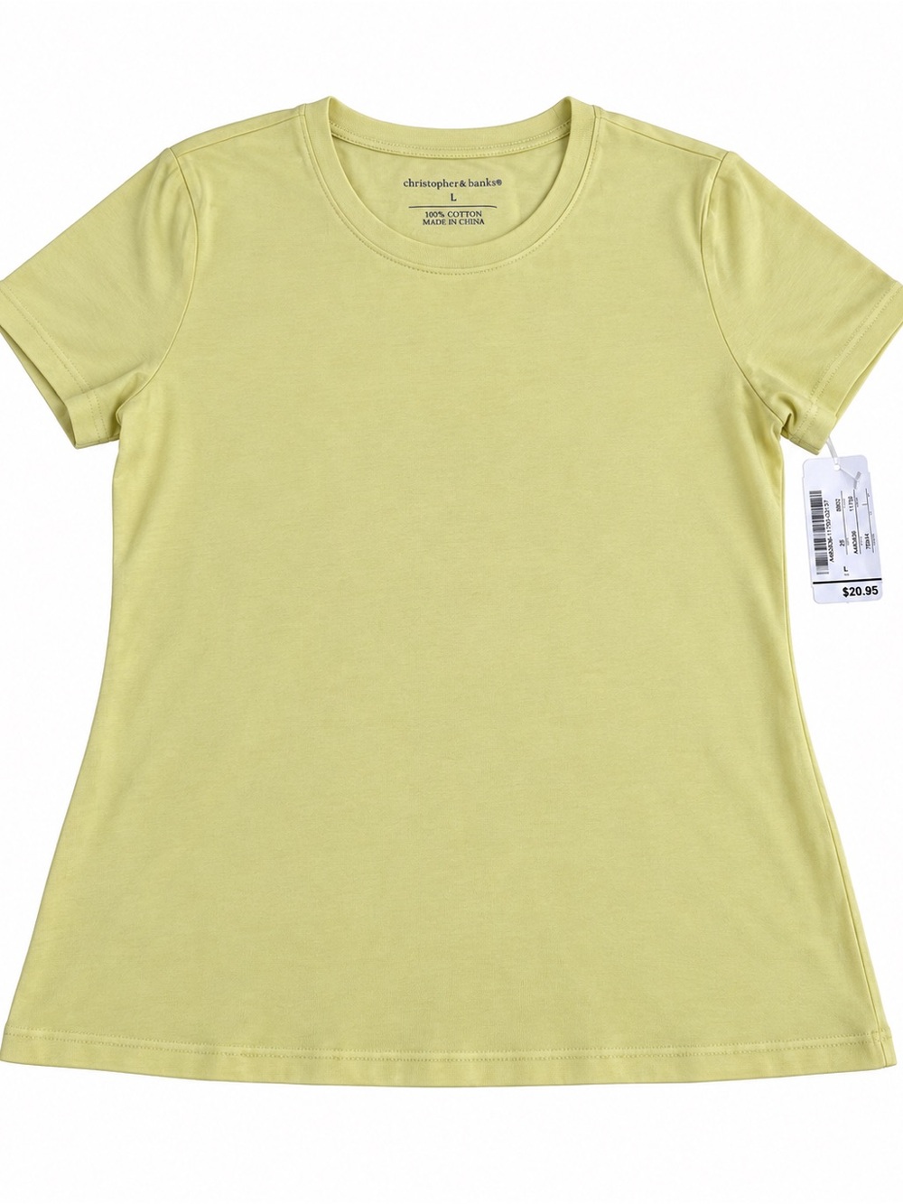 Christopher & Banks Soft Lemon Short Sleeve Tee size Large 🆕 with 🏷️